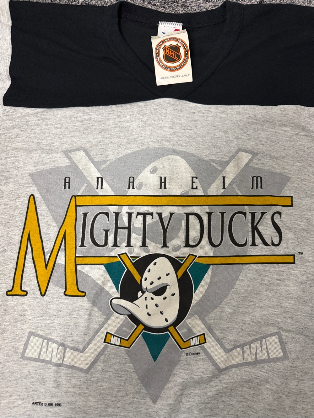 NWT VTG Deadstock 1993 NHL  Anaheim Mighty Ducks Men's T-Shirt - XL